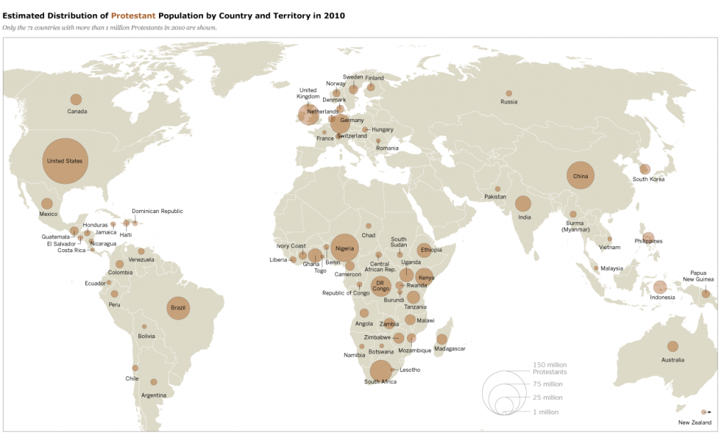 Estimated Distribution of Protestant Population by Country and