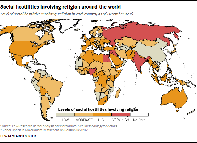 Social hostilities involving religion around the world