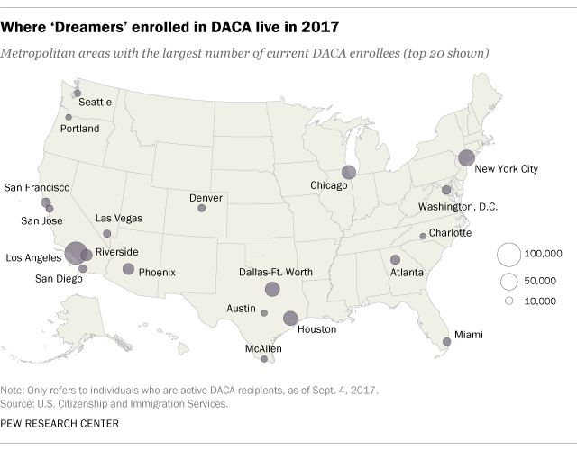 Where 'Dreamers' enrolled in DACA live in 2017