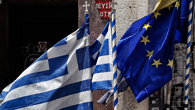 Greek and EU Flags