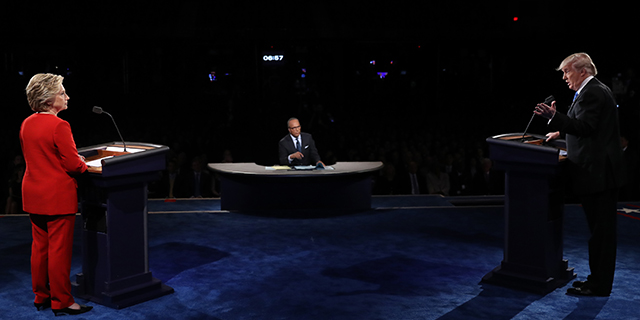 Hillary Clinton and Donald Trump face off in the first presidential debate at Hofstra University on Sept. 26. (Photo credit: Joe Raedle/AFP/Getty Images)