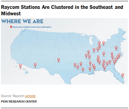 Raycom Stations Are Clustered in the Southeast and Midwest