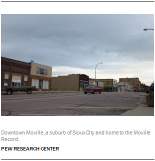 Downtown Moville, a suburb of Sioux City and home to the Moville Record.