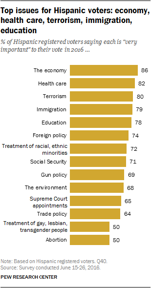 Top issues for Hispanic voters: economy, health care, terrorism, immigration, education